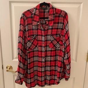 Lane Bryant Flannel/Plaid Button Down Shirt 24W